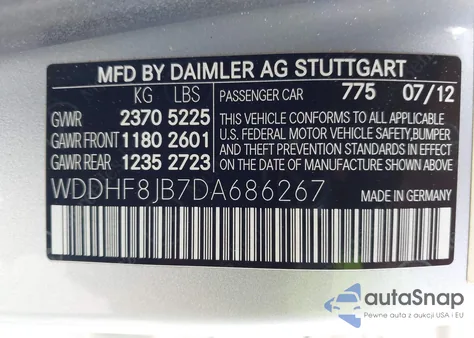 2013 Mercedes-Benz E 350 4Matic из США, поврежденный, VIN WDDHF8JB7DA686267